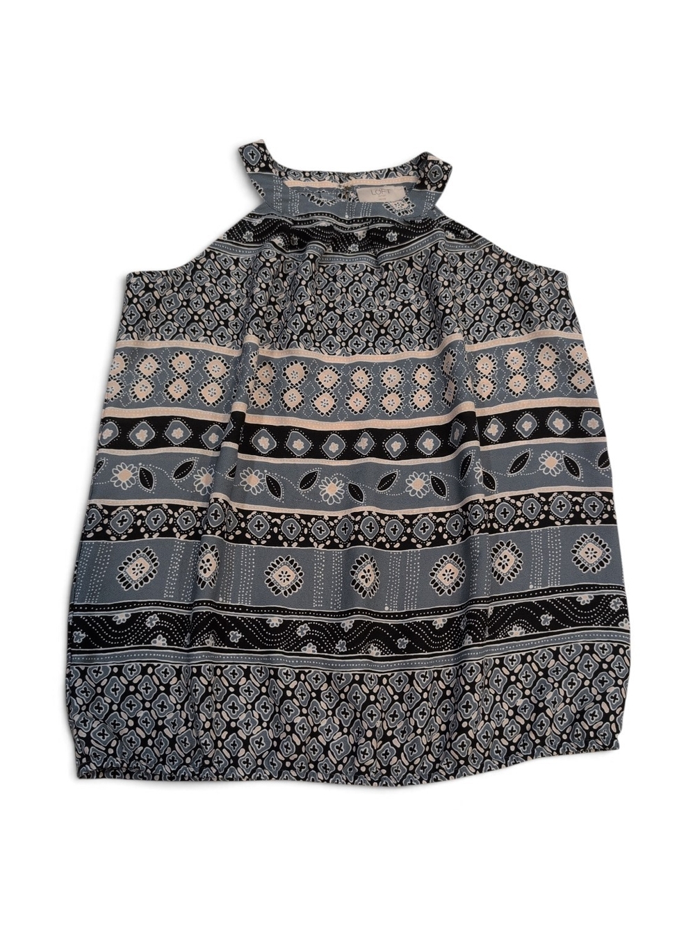 LOFT Black and Gray Patterned Halter Camisole